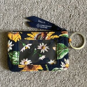 VERA BRADLEY sunflower daisy ID keychain wallet.
